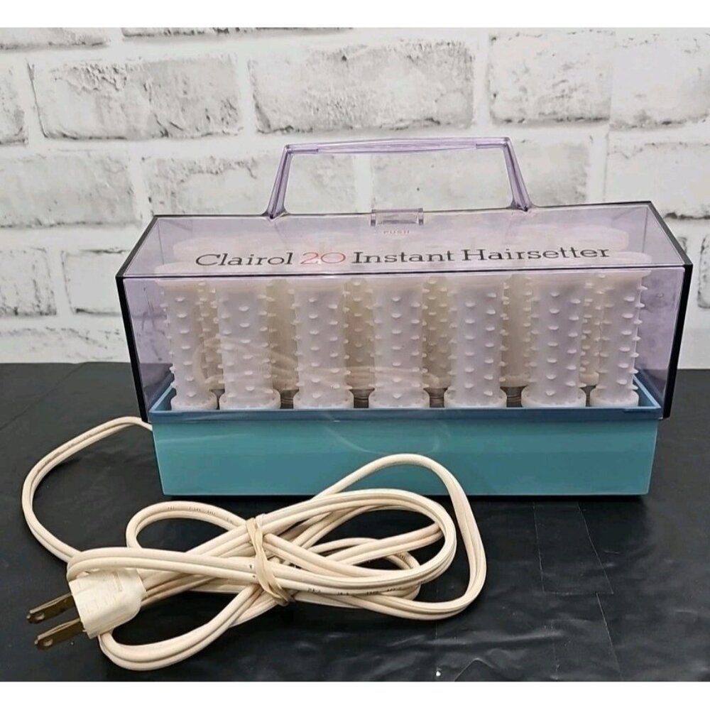 Vtg Clairol C20S 20 Instant Hairsetter Hot Rollers w/ Case & Clamps Tested